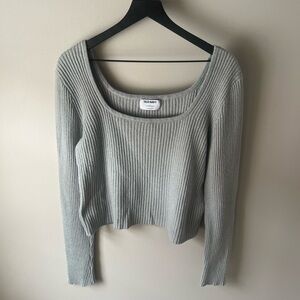 Old Navy Fitted Cropped Square-Neck Rib-Knit Swester